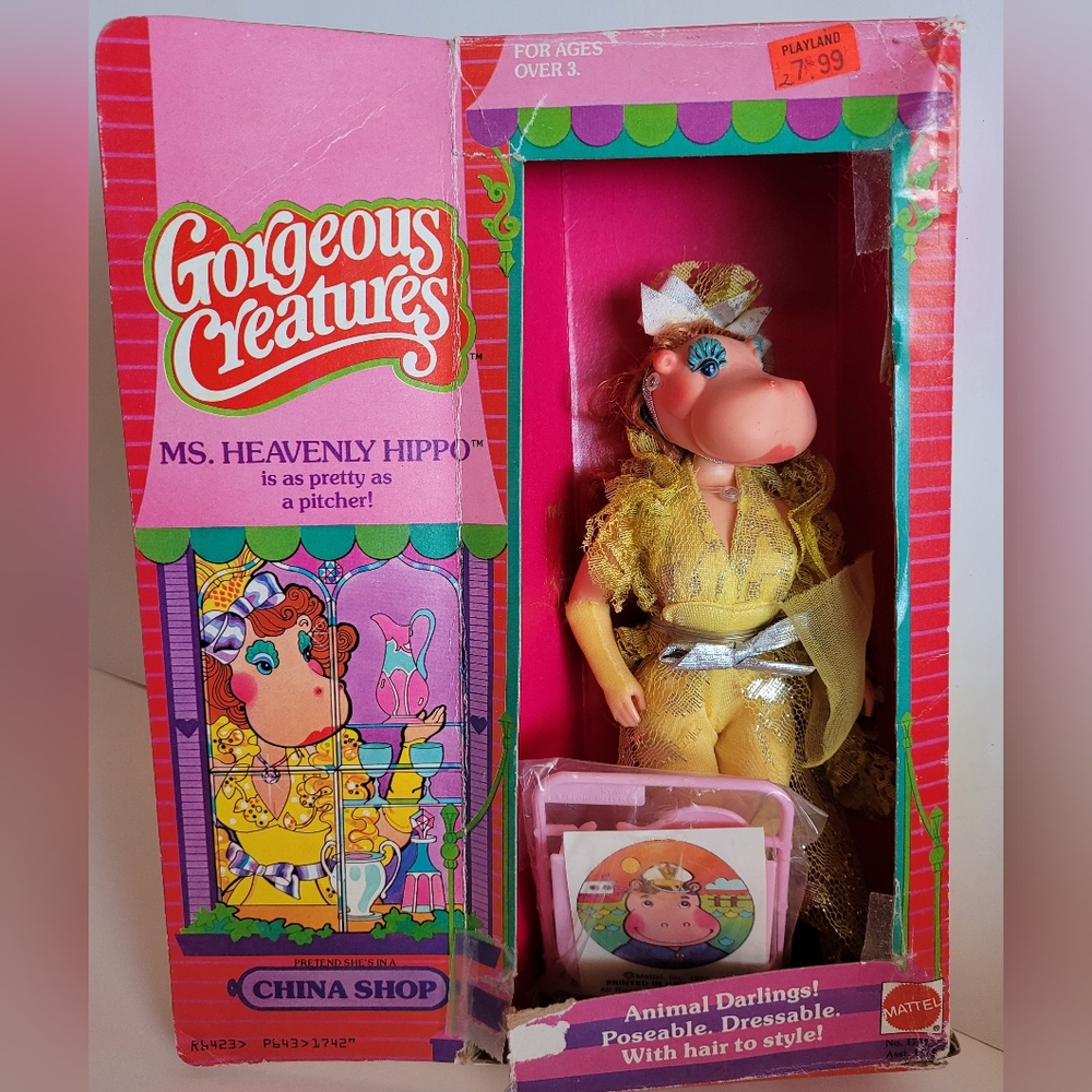 Gorgeous Creatures Ms Heavenly Hippo Doll NIB Mattel Anthropomorphic Dolls 80s